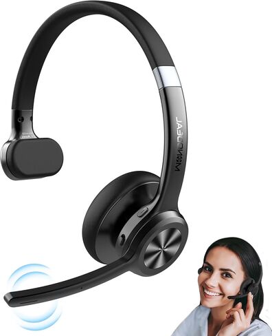 MONODEAL Open Ear Headphones with Mic, Lightweight Bluetooth 5.4 Headset with Microphone Noise Cancelling Mute Button, Wireless Headset Earphones for Work, Driving, Home Office, Workouts in Kuwait