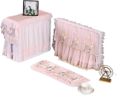 monitor cover cute 3Pcs/Set Lace Desktop Computer Dust Cover LCD Monitor Keyboard Cloth Host Covers in Kuwait