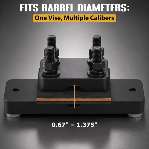 Heavy Duty Barrel Vise Tool with Scratch Free Protective Leather Pads, Fits 0.67" to 1.375" Outside Diameter, Durable Steel Construction with High Strength 8-Grade Bolts Black in Saudi Arabia