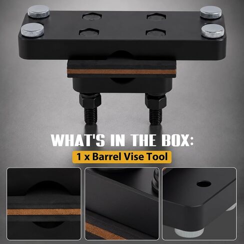 Heavy Duty Barrel Vise Tool with Scratch Free Protective Leather Pads, Fits 0.67" to 1.375" Outside Diameter, Durable Steel Construction with High Strength 8-Grade Bolts Black in Saudi Arabia