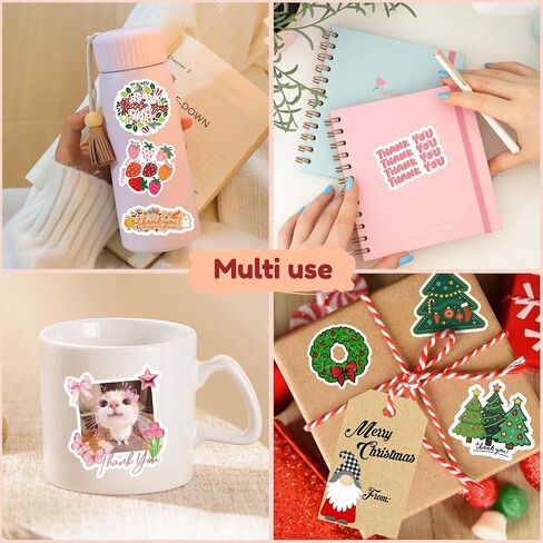 118 PCS Thank You Stickers, Cute Pink Thank You Stickers, Waterproof Vinyl Thank You Labels for Favors, Wedding, Birthday, Personalized Thank You for Celebrating Stickers for Adults in Saudi Arabia