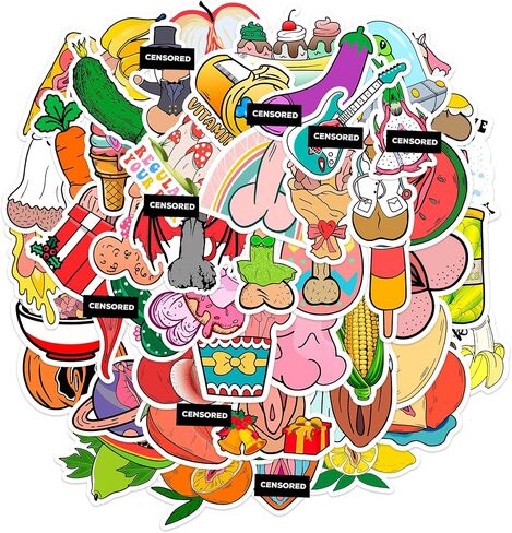 50Pcs Cute Dick Vinyl Sticker, Waterproof Decal for Adults, Funny Penis Stickers for Water Bottle, Car, Laptop, Phone, Skateboard in Kuwait