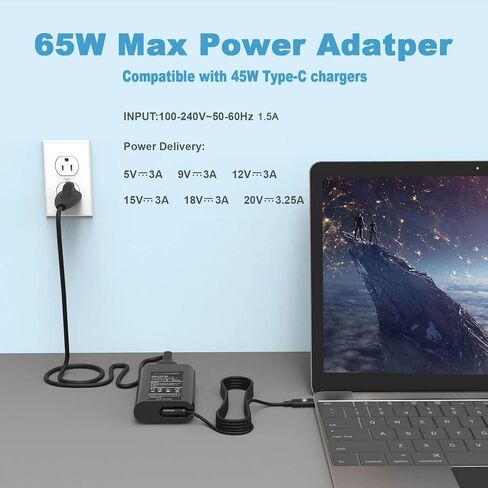 65W 45W USB C Laptop Charger Fits for Dell Latitude 5420 7420 5520 in Saudi Arabia