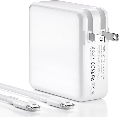 70W USB-C Fast Charger for MacBook Pro 16 15 14 13 inch & MacBook Air 13 15 inch M4 M3 M2 M1 2025-2020, High-Speed 70W USB-C Power Adapter Fast as Original, for Home Office Travel in Saudi Arabia