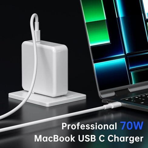 70W USB-C Fast Charger for MacBook Pro 16 15 14 13 inch & MacBook Air 13 15 inch M4 M3 M2 M1 2025-2020, High-Speed 70W USB-C Power Adapter Fast as Original, for Home Office Travel in Saudi Arabia