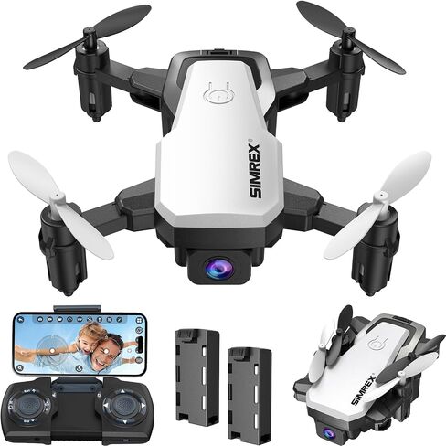 SIMREX Mini Drone with 720P Camera for Kids & Beginners - Foldable RC Quadcopter, Optical Flow Positioning, Altitude Hold, 3D Flip, 2 Batteries 20Min Flight, Safe & Easy Indoor Outdoor Flying Toy Gift (New White) in Saudi Arabia