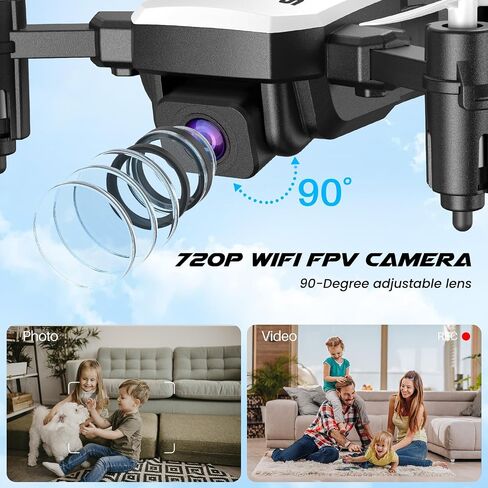 SIMREX Mini Drone with 720P Camera for Kids & Beginners - Foldable RC Quadcopter, Optical Flow Positioning, Altitude Hold, 3D Flip, 2 Batteries 20Min Flight, Safe & Easy Indoor Outdoor Flying Toy Gift (New White) in Saudi Arabia
