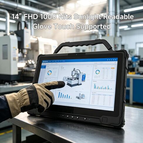 M14A Windows Rugged Tablet, 5G 14-Inch FHD 1000 Nits Touchscreen, Intel i5-1235U, 16GB RAM 256GB SSD, IP65 Waterproof Industrial Tablet PC for Outdoor Work Field Service in Saudi Arabia