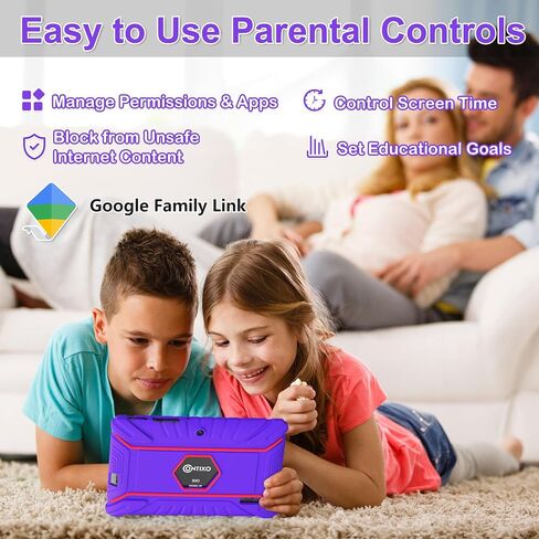 Contixo Kids Tablet Bundle with Bluetooth Headphones & Sleeve Bag, Parental Controls, Kid-Proof Case, Wi-Fi Learning Tablet for Children - Purple in Kuwait