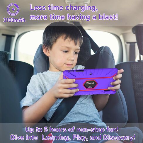 Contixo Kids Tablet Bundle with Bluetooth Headphones & Sleeve Bag, Parental Controls, Kid-Proof Case, Wi-Fi Learning Tablet for Children - Purple in Kuwait