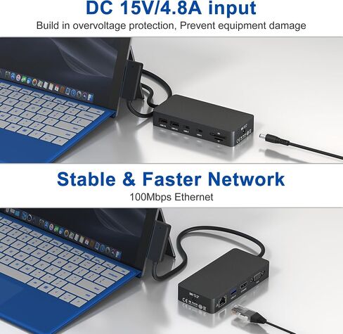 New Surface Dock Triple Displays 4K@60HZ HDMI+VGA, 11 in 1 Surface Docking Station for Surface Pro 11/10/9/8/X/7/6/5/4/3,Surface Laptop 7/6/5/4/3/2/1,Surface Book Go in Kuwait