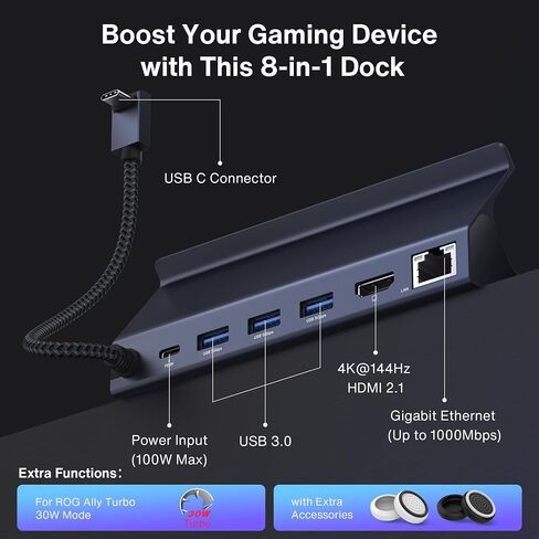 iVANKY 8-in-1 Dock for ROG Ally/X Steam Deck/OLED with 65W Adapter in Kuwait
