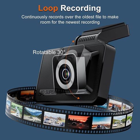 1080p HD 4-Inch Dashcam with Night Visibility, 170° Wide Angle, 24-Hour Recording, G-Sensor, Parking Monitoring, Loop Recording, Motion Detection in Saudi Arabia