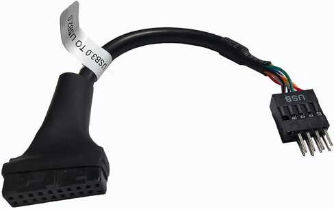 USB 3.0 to USB 2.0 Motherboard Adapter Cable, 19-Pin Female to 9-Pin Male Connector, Black, 0.5 Feet in Saudi Arabia