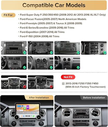 11.5''Dual Knob Car Radio for Ford-F150 (04-08) F250/F350 (08-16) in Kuwait