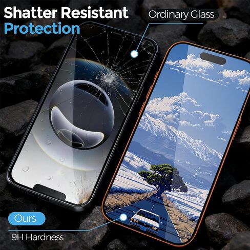 Privacy Screen Protector for iPhone 17 Pro, 3 Pack Tempered Glass with 3 Pack Camera Lens Protector, Auto Alignment Frame, 28° Privacy Protection, 9H Hardness, Bubble Free, Case Friendly in Kuwait