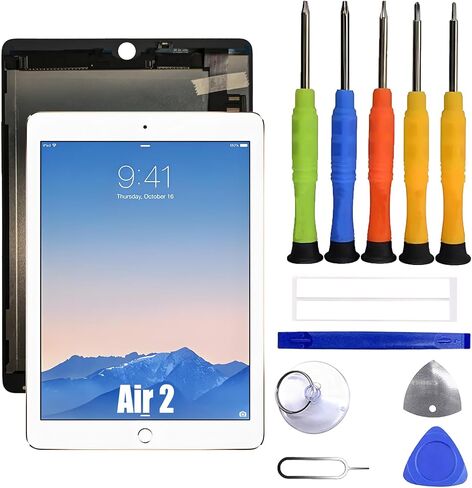 LCD Display Compatible with iPad Air 2 Screen Pantalla Touch Digitizer Replacement [with Fingerprint] with Repair Tool kit in Saudi Arabia