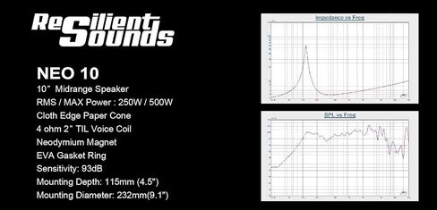 Resilient Sounds Powerful/Clear Neo 10" midrange 250RMS/500Watt in Saudi Arabia