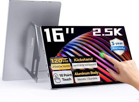 شاشة لمس محمولة Intehill 2.5K، شاشة ألعاب 16 بوصة 120 هرتز in Kuwait