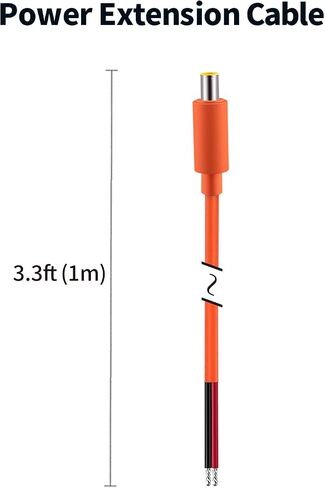 Tonton 2-Pack 16AWG DC7909 Power Pigtails Cable - 1M 3.3FT, Pure Copper, Orange - 12V DC 8mm Male Plug to Bare Wire, 7.9 x 5.5mm Barrel Connector Pigtail, Repair Cable for Solar Cell, Laptop Power in Kuwait