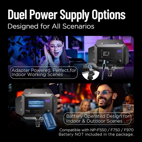 Mettlelite SL240C RGB LED Video Light with Barndoor & Mini Tripod, APP Control 360° Full Color RGB Panel, Ultra Bright 2800K-8000K, 40 Gels,10 Light Effects,Portable Studio Light for Content Creation in Kuwait