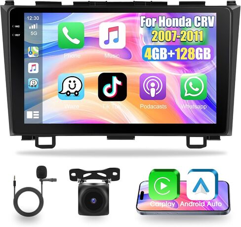 Car Stereo MP5 Player for Honda CRV 2007-2011，Apple Carplay Android Auto Radio with Mirror Link, 9" Touch Screen Car Radio with GPS Bluetooth WiFi FM Hi-Fi Dual USB SWC Input Backup Camera in Kuwait