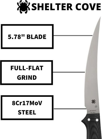 Spyderco Shelter Cove Fixed Blade Knife with 5.78" 8Cr17MoV Steel Blade and G-10 Handle - EDC Knife for Men and Women, Perfect for Hunting, Tactical, Camping, Survival, Hiking - PlainEdge - FB52GP in Saudi Arabia