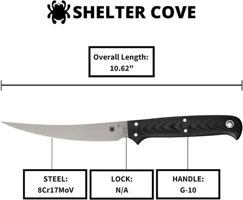 Spyderco Shelter Cove Fixed Blade Knife with 5.78" 8Cr17MoV Steel Blade and G-10 Handle - EDC Knife for Men and Women, Perfect for Hunting, Tactical, Camping, Survival, Hiking - PlainEdge - FB52GP in Saudi Arabia