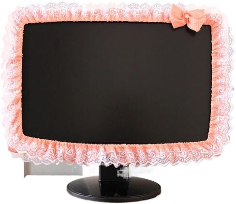 2pcs Lace Fabric Computer Frame Cover Monitor Screen Dust Bow Home Decorations(Red) in Saudi Arabia