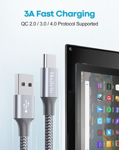 Huukein USB A to USB C Cable for Kindle Fire 6.6ft, 2Pack Fast Charger Cord in Kuwait