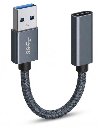 USB C Female to USB Male Adapter Cable, 10Gbps High Speed Flexible Type C to USB A Extender, Aluminum Braided, 3A Charging, Compatible with MagSafe, Quest Link, PC, Laptop, SSD in Kuwait
