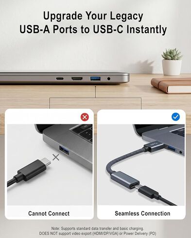USB C Female to USB Male Adapter Cable, 10Gbps High Speed Flexible Type C to USB A Extender, Aluminum Braided, 3A Charging, Compatible with MagSafe, Quest Link, PC, Laptop, SSD in Kuwait