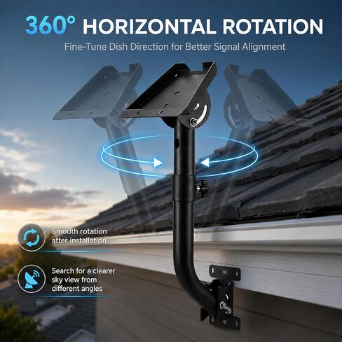 Starlink Gen 3 Wall Mount, Heavy Duty Curved Mounting Kit for Starlink Standard Gen 3/4/4X, 360° Adjustable Roof Wall Satellite Dish Bracket with Pipe Adapter, Outdoor Metal Mount for Home RV in Saudi Arabia