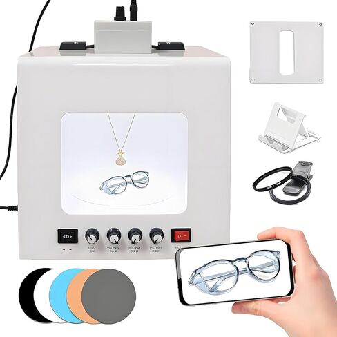 Adjustable Led Photo Light Box for Jewelry with Rotating Turntable,and Star Filters in Saudi Arabia