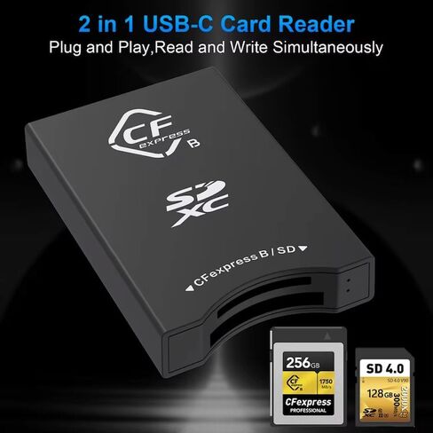10Gbps CFexpress Type B and SD UHS-II Dual-Slot Memory Card Reader, USB 3.1 Gen 2 CFexpress Reader for CFexpress Type B/SD Card Read 2 Cards Simultaneously Support Windows/Android/Linux/Mac OS in Kuwait