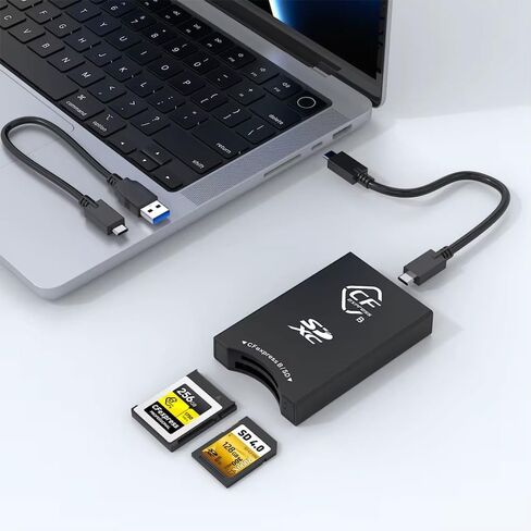 10Gbps CFexpress Type B and SD UHS-II Dual-Slot Memory Card Reader, USB 3.1 Gen 2 CFexpress Reader for CFexpress Type B/SD Card Read 2 Cards Simultaneously Support Windows/Android/Linux/Mac OS in Kuwait