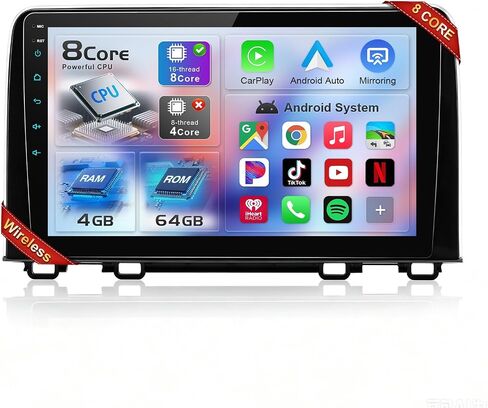 8 Core Car Stereo Radio for Honda CRV 2017-2021, 4+64G 10" QLED Touch Screen Car Radio with Wireless Carplay/Android Auto with WiFi GPS Navigation, Bluetooth, SWC/AM FM Radio in Kuwait