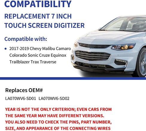 TsuperU 7" Touch Screen Digitizer Replacement for Chevy Malibu Camaro Colorado Sonic Equinox Cruze Trailblazer Trax Traverse 2017-2019 MYLINK Radio Screen, Touchscreen Navigation System LA070WV6-SD01 in Saudi Arabia