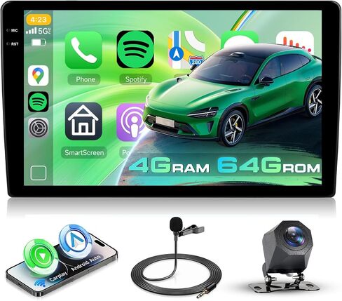 4G+ 128G [10 Inch Incell Screen] Android Car Stereo with Wireless Carplay and Android Auto Mirror Link, Android 15 Touchscreen Double Din Car Stereo with Bluetooth WiFi GPS SWC EQ FM/RDS USB in Saudi Arabia