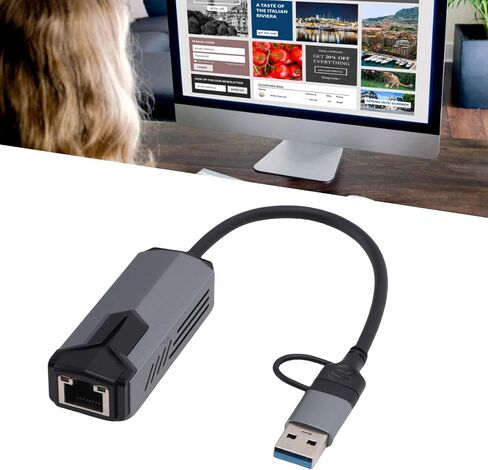 5G Ethernet Adapter High Speed Transfer for 10 11 USB C Type C to RJ45 Network Adapter Aluminum Alloy 1 Unit in Saudi Arabia