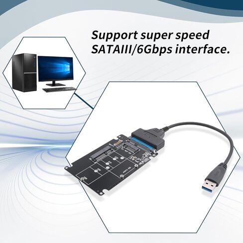 M.2 NGFF MSATA to USB 3.0 Adapter for SATA SSDs with Cable in Kuwait