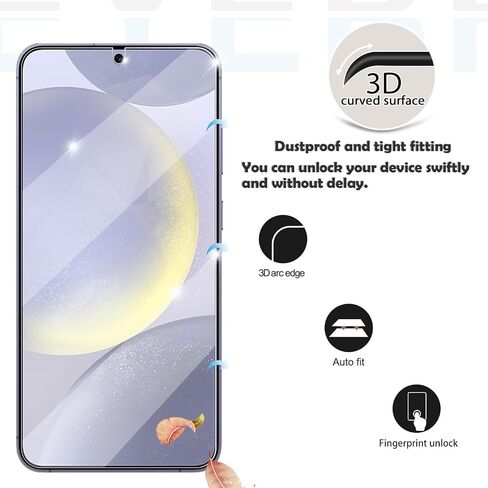 Galaxy S24 Plus Screen Protector + Camera Lens Protector, [2 +2 Pack] [Ultrasonic Fingerprint Unlock] Full Coverage Tempered Glass Screen Protector For Samsung Galaxy S24 Plus in Kuwait