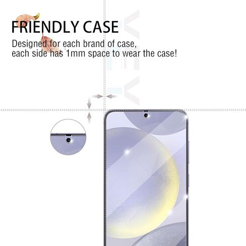 Galaxy S24 Plus Screen Protector + Camera Lens Protector, [2 +2 Pack] [Ultrasonic Fingerprint Unlock] Full Coverage Tempered Glass Screen Protector For Samsung Galaxy S24 Plus in Kuwait