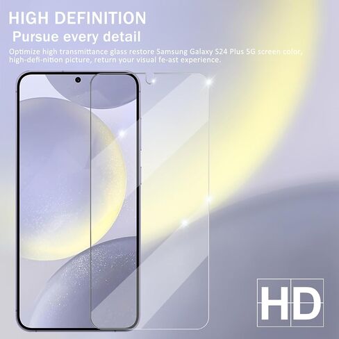 Galaxy S24 Plus Screen Protector + Camera Lens Protector, [2 +2 Pack] [Ultrasonic Fingerprint Unlock] Full Coverage Tempered Glass Screen Protector For Samsung Galaxy S24 Plus in Kuwait