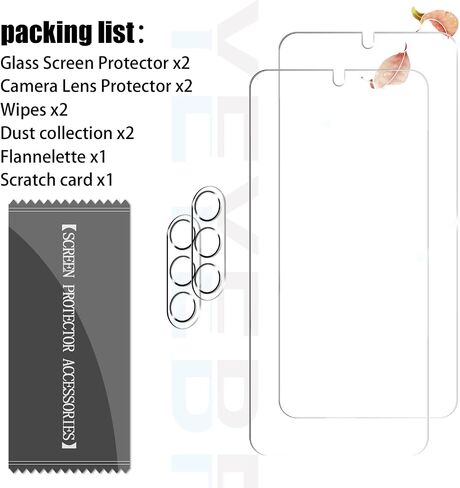 Galaxy S24 Plus Screen Protector + Camera Lens Protector, [2 +2 Pack] [Ultrasonic Fingerprint Unlock] Full Coverage Tempered Glass Screen Protector For Samsung Galaxy S24 Plus in Kuwait