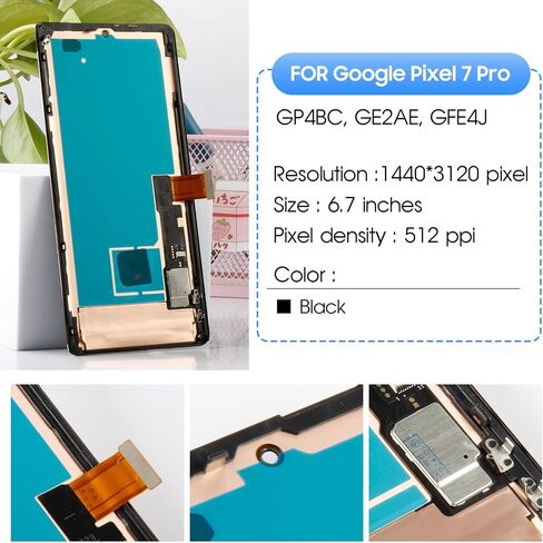 for Google Pixel 7 Pro Screen Replacement with Frame – Premium AMOLED Display Assembly & Full Repair Tool Kit – 120Hz Refresh Rate, Fix Cracked/Broken Glass – Compatible with GP4BC/GE2AE Models in Kuwait