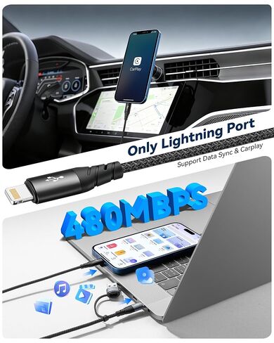 Dual Type-C 4 in 2 Multi Charging Cable,[2Pack 6Ft] Multiple Charger Cord in Kuwait