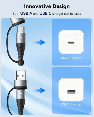 Dual Type-C 4 in 2 Multi Charging Cable,[2Pack 6Ft] Multiple Charger Cord in Kuwait