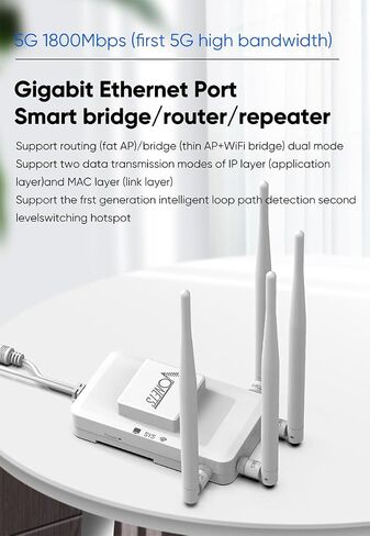 VONETS VAR1800-H Industrial Gigabit WiFi Bridge, 5.8GHz 1800Mbps, 12-48V Wide Voltage, PoE Support, 3 x Gigabit Ethernet Ports, Point to Point WiFi Bridge for IP Camera/PLC/Access Control in Saudi Arabia