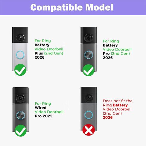 No-Drill Adhesive Mount for Ring Battery Doorbell Plus/Pro(2nd Gen 2026 Newest Model) & Wired Doorbell Pro(3rd Gen 2025), Door Mounting Holder Bracket for Apartments Rentals Offices Houses in Kuwait